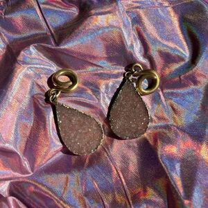 Diablo Organics Teardrop Electroplated Druzy Hangers 8g